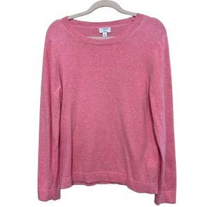 J Crew Factory Teddie Sweater Womens Size Large Pink Cotton Wool Pullover EUC